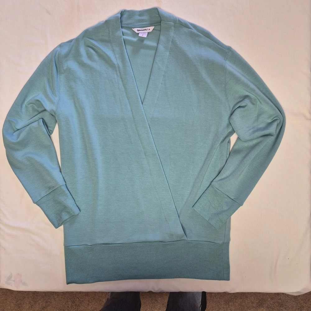 Athleta Purusha Wrap Top Seafoam‎ Green Surplice Long Sleeve Sweatshirt Womens S